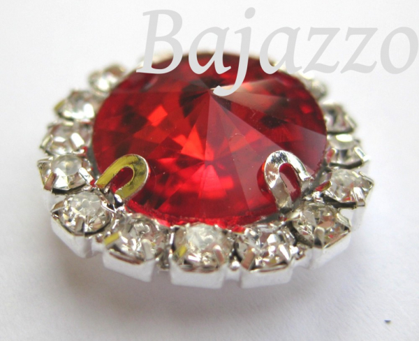 Strass Rund rot eingefasst 12 mm